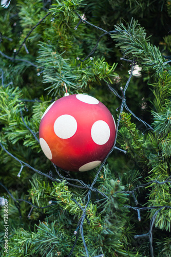Decorative Christmas balls and Christmas tree