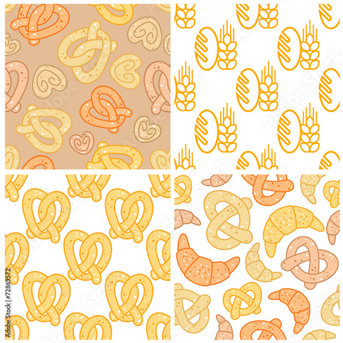 Set of bakery seamless patterns