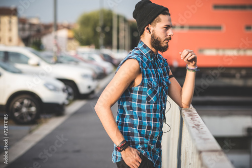 young handsome bearded hipster man