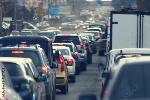 Fototapeta traffic jams in the city, road, rush hour