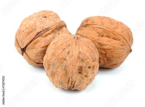 Walnuts on a white background