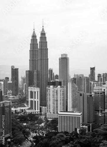 City of Kuala Lumpur in black and white