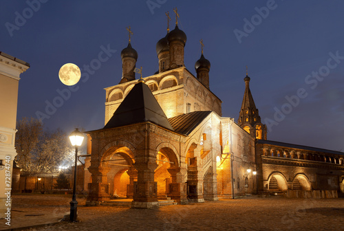 Krutitsy Metochion at moonlit night/ Moscow, Russia