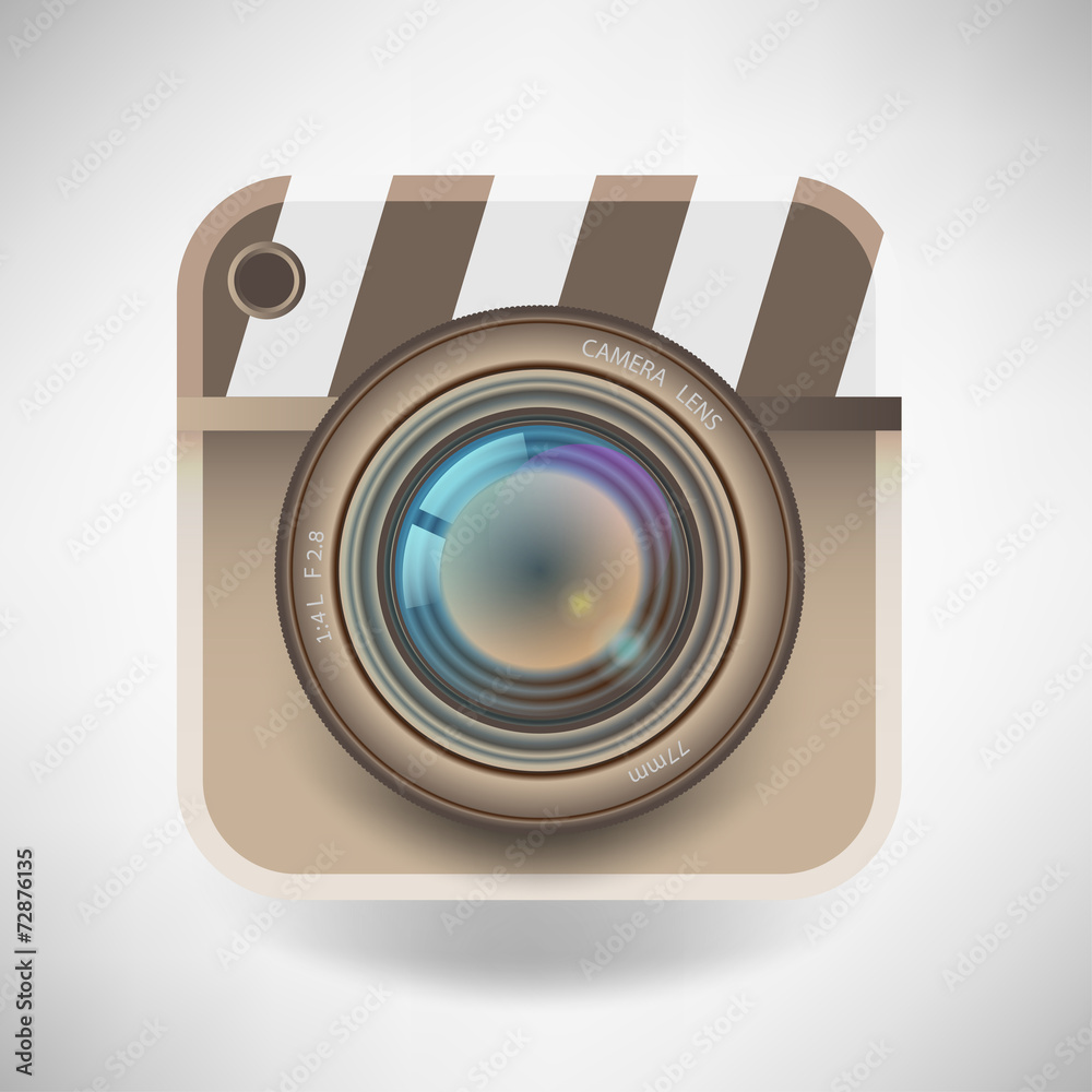 Vector illustration of a single detailed camera icon isolated on