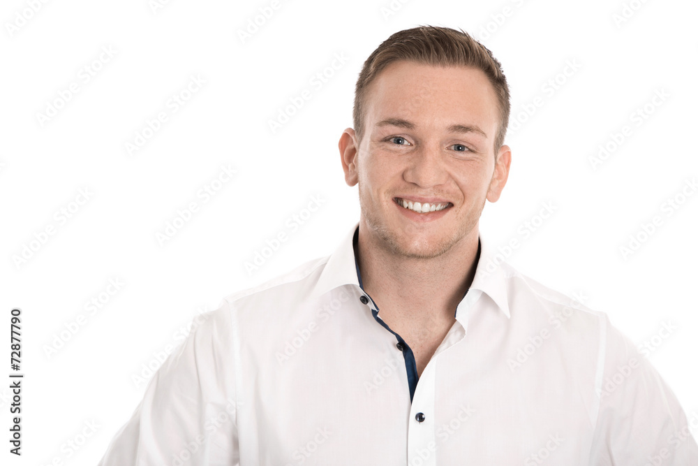 Portrait: isolated young blond nordic man over white. Portrait: isolated young blond nordic man over white.