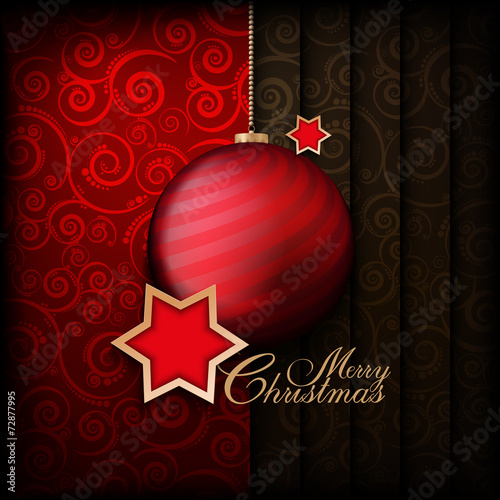 Christmas background - bauble and stars