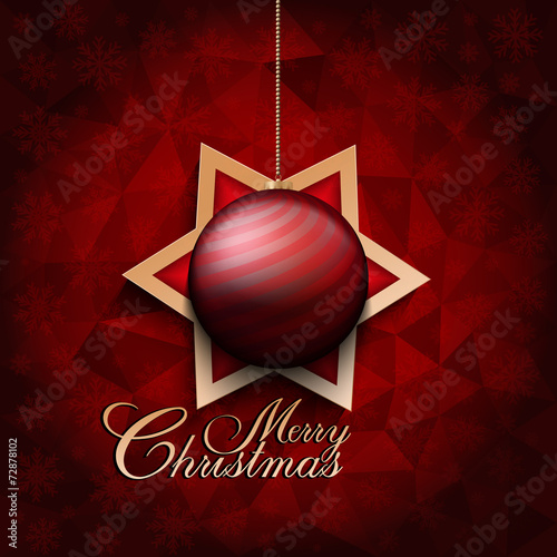 Christmas bauble and star on abstract background