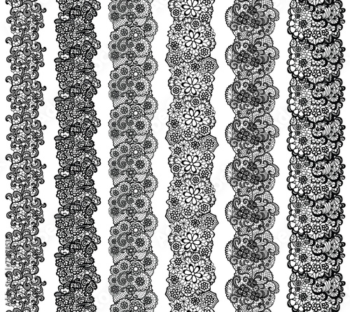 Lacy vintage trims. Set of black lacy vintage elegant trims.