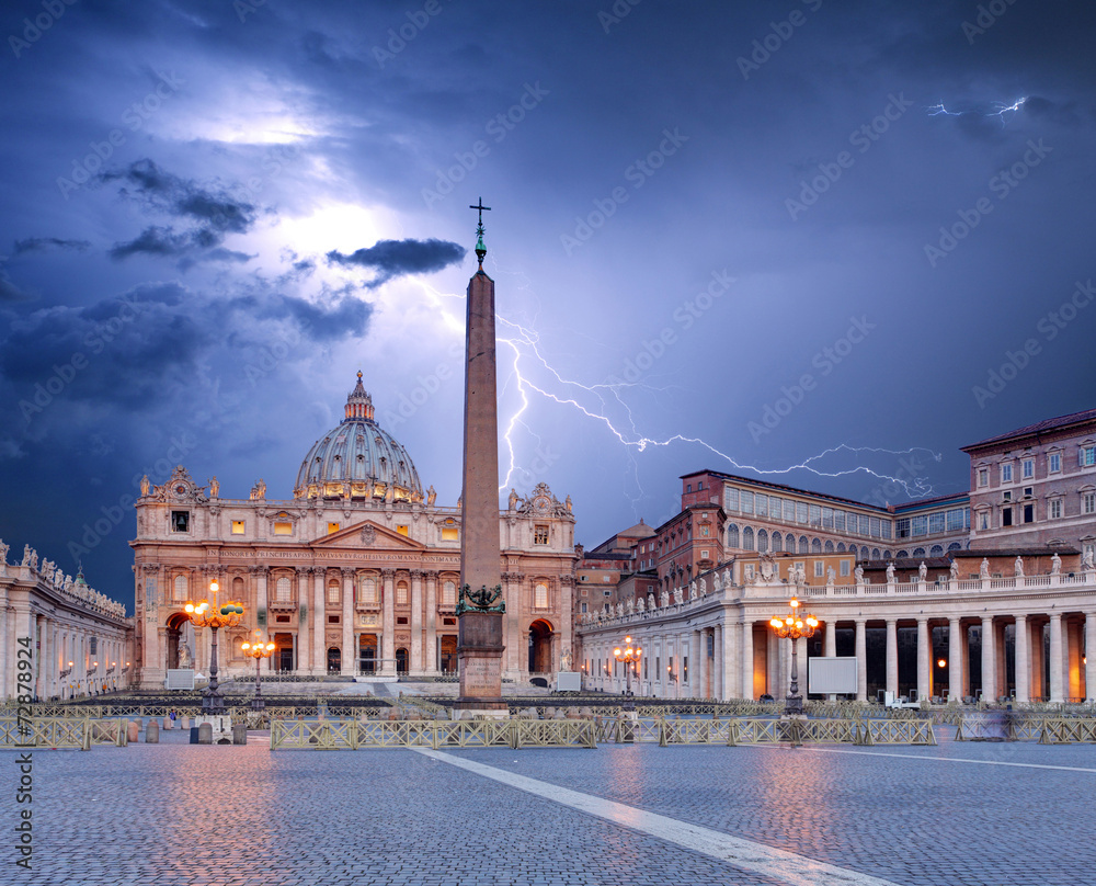 Vatican, Rome with  lightning