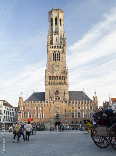 medieval bell tower in the historical centre of Bruges.