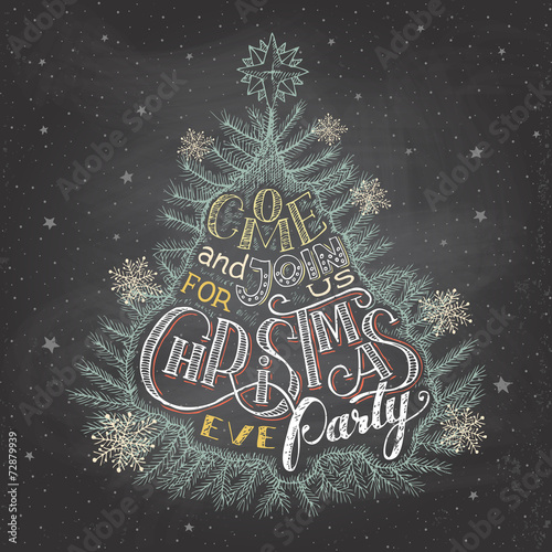 Christmas eve party invitation chalkboard