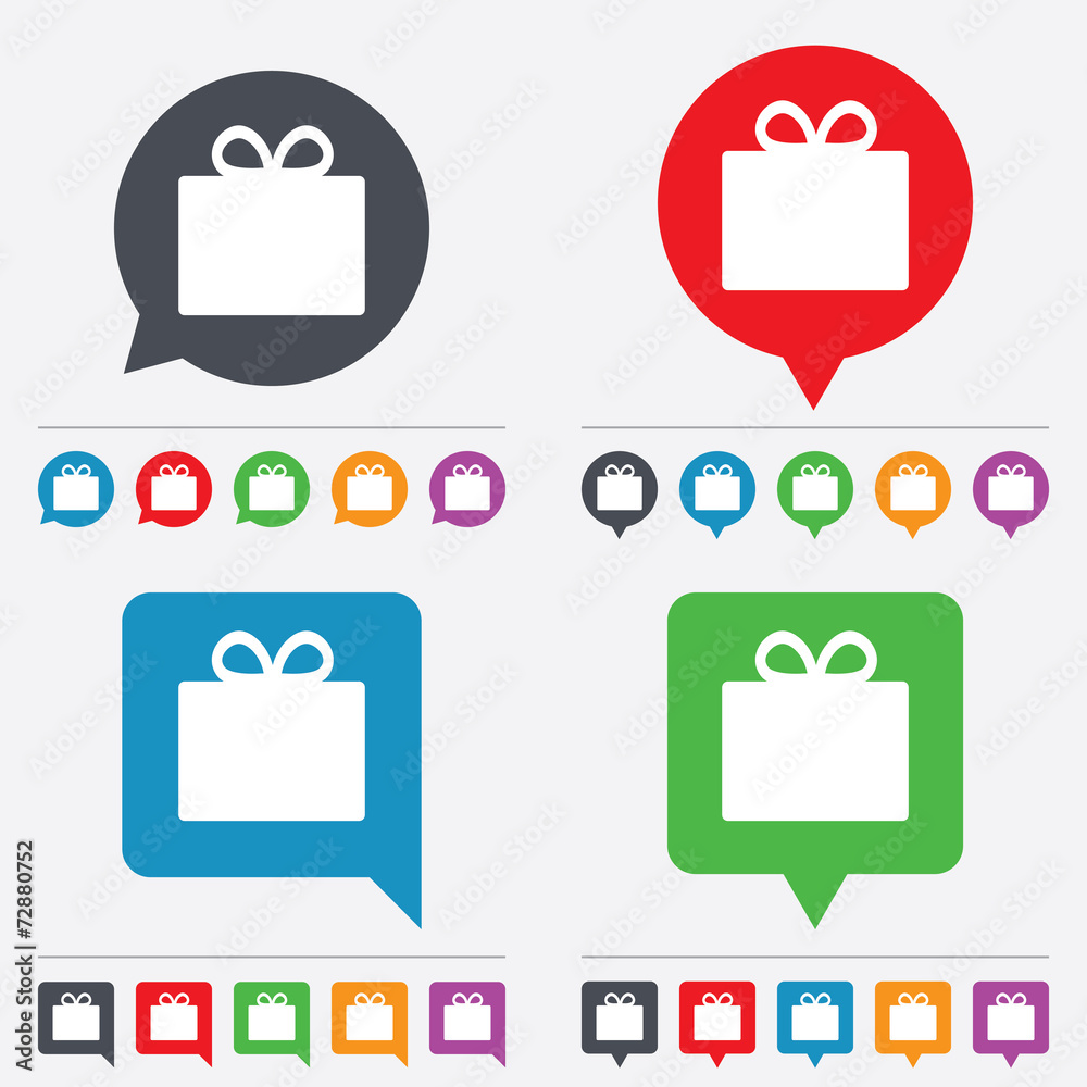 Gift box sign icon. Present symbol. Gift box sign icon. Present symbol.