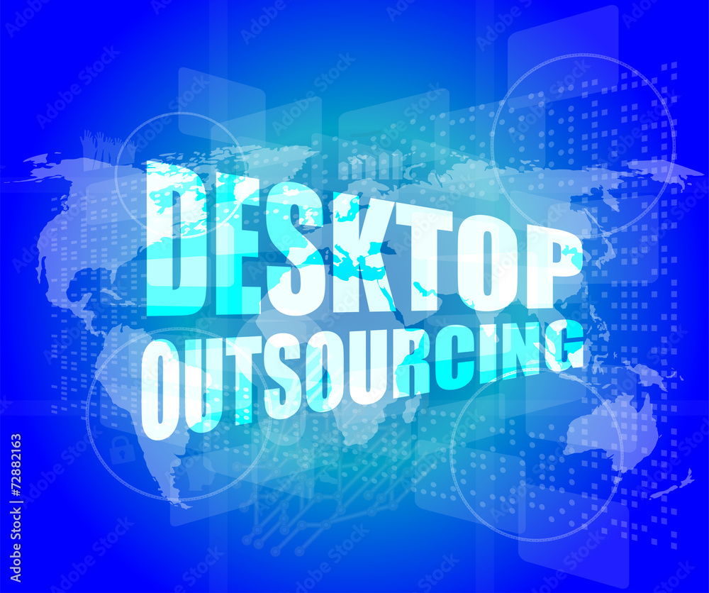 desktop outsourcing word on digital touch screen