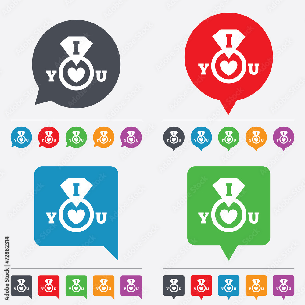 I Love you sign icon. Valentines day symbol. I Love you sign icon. Valentines day symbol.