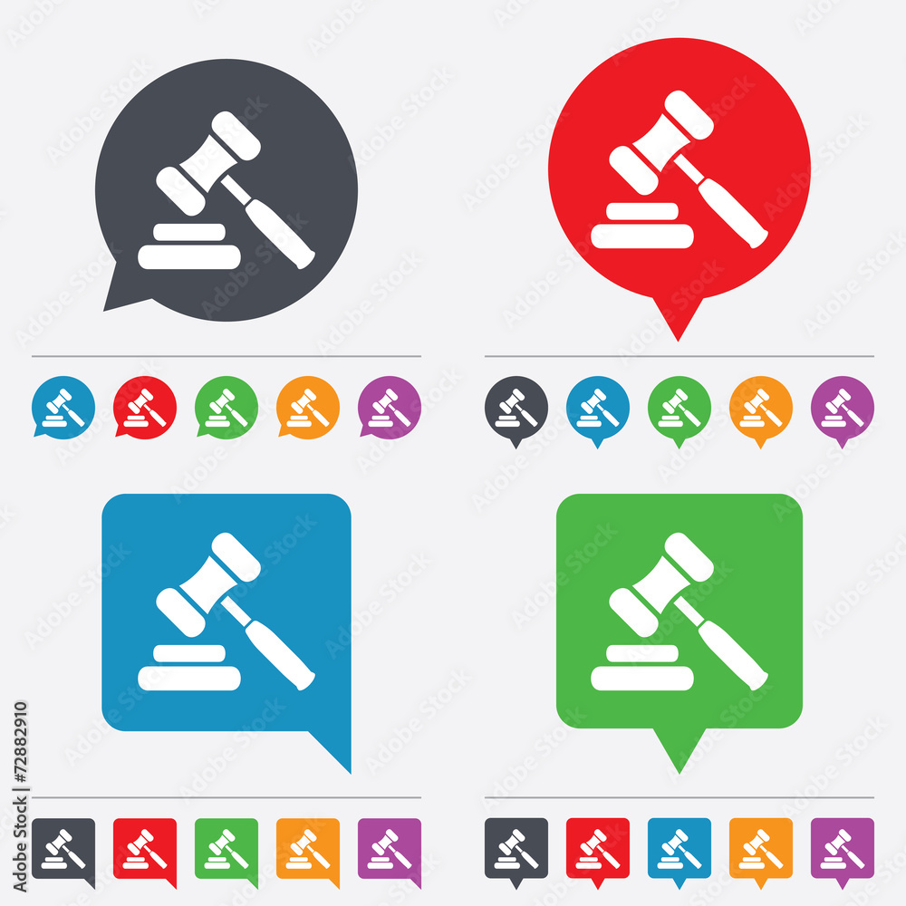 Auction hammer icon. Law judge gavel symbol. Auction hammer icon. Law judge gavel symbol.