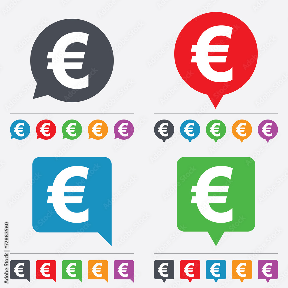 Euro sign icon. EUR currency symbol. Euro sign icon. EUR currency symbol.