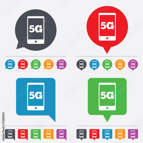 5G sign. Mobile telecommunications technology.