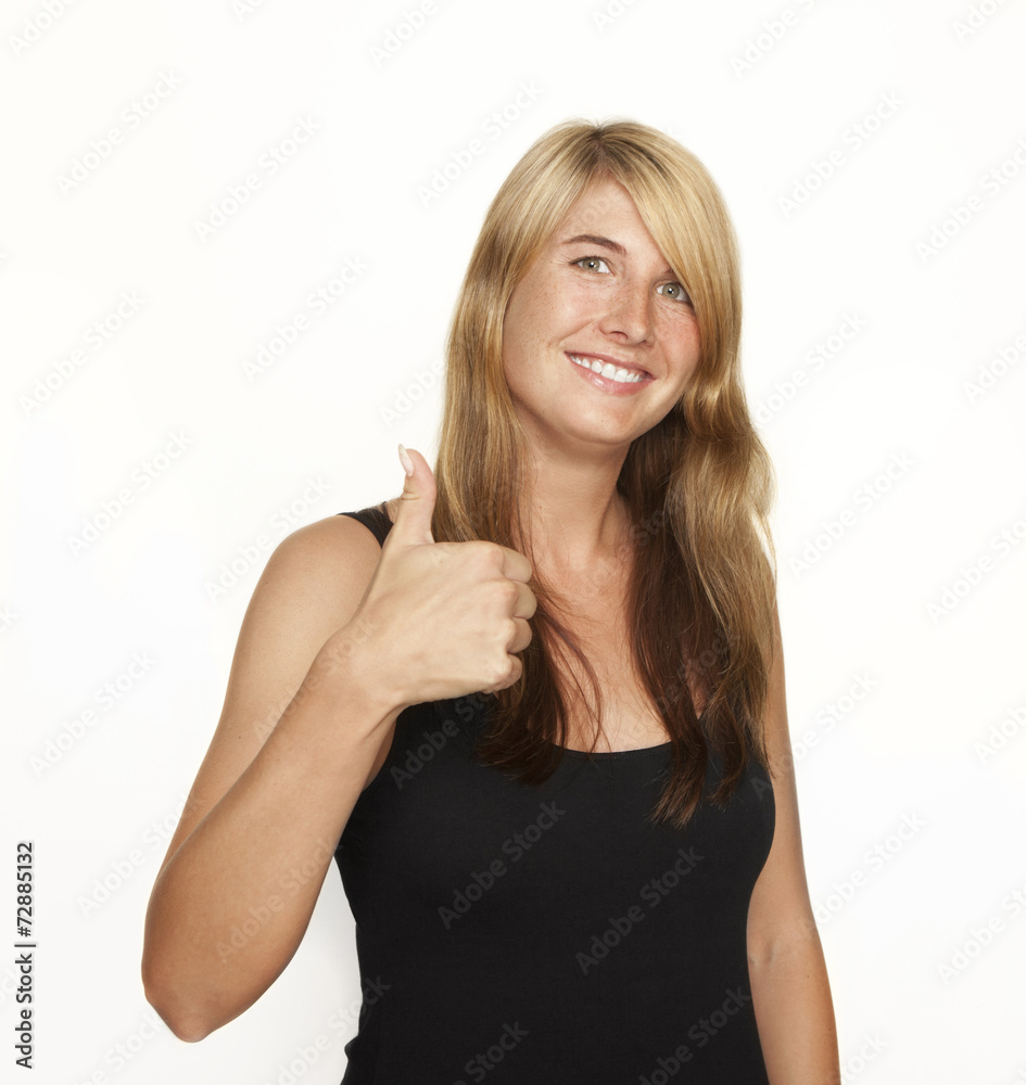 smiling woman thumbs up smiling woman thumbs up