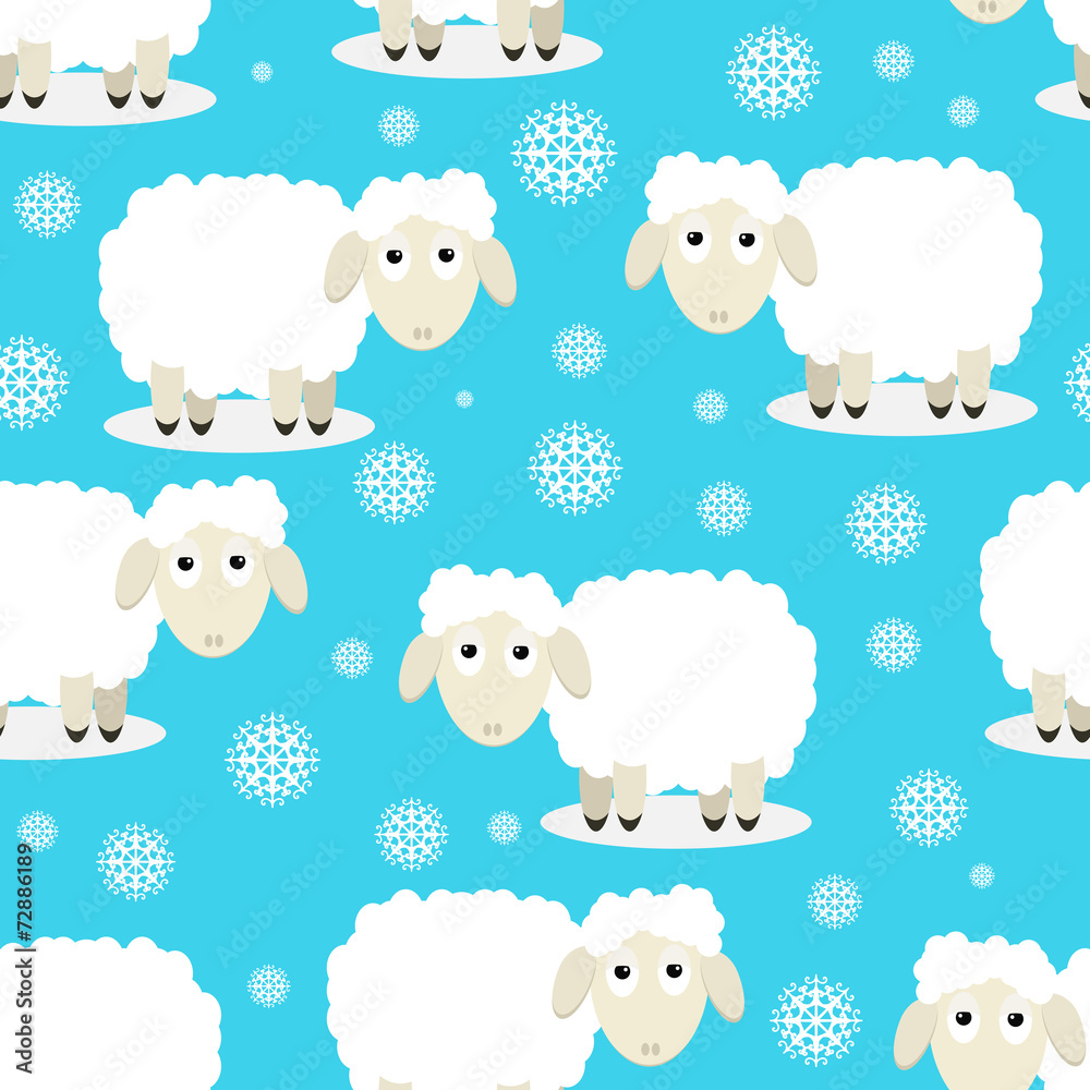 Seamless pattern of funny sheep