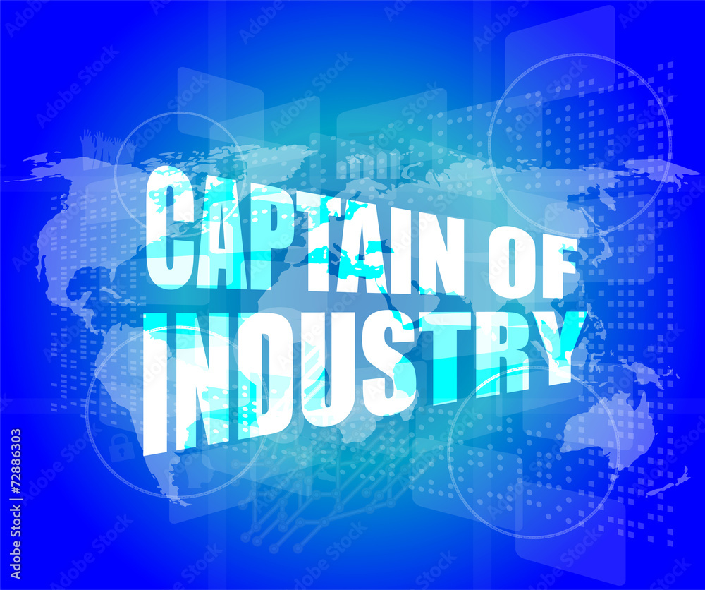 captain of industry word on digital touch screen interface