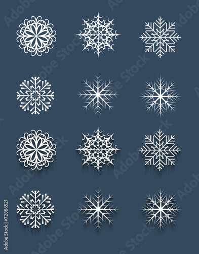 Set of white snowflakes