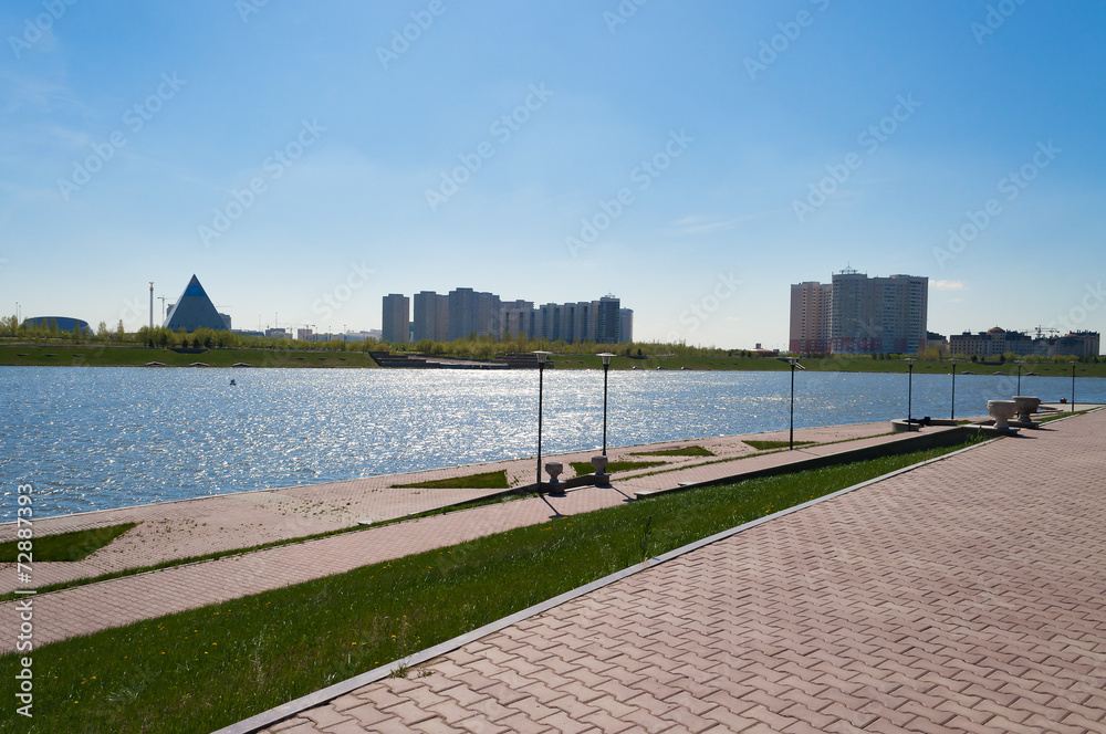 Embankment on the Ishim River in Astana