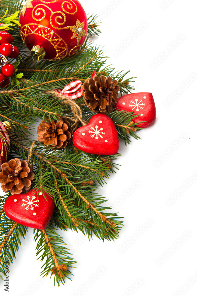Composition of the Christmas decorations isolated on white Composition of the Christmas decorations isolated on white