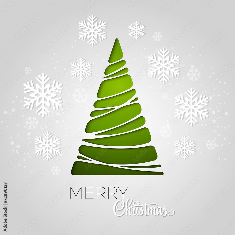 Merry Christmas tree greeting card. Paper design Merry Christmas tree greeting card. Paper design