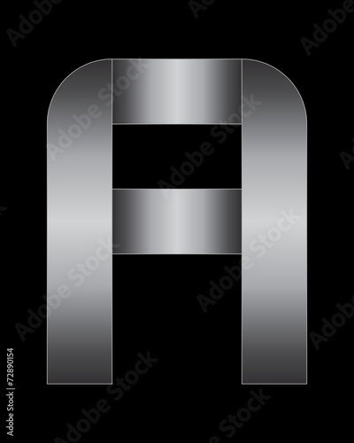 rectangular bent metal font, letter A