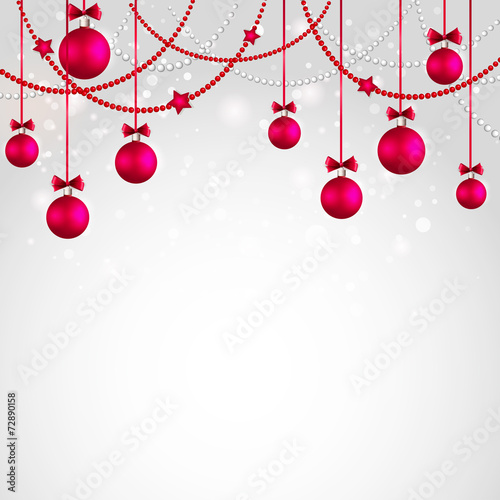 Merry Christmas greeting card with bauble. Template design