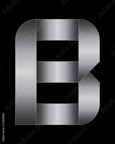 rectangular bent metal font, letter B