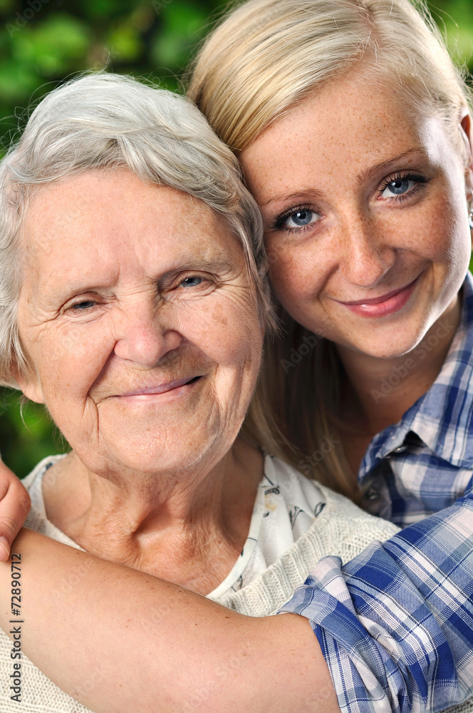 Grandmother and granddaughter.