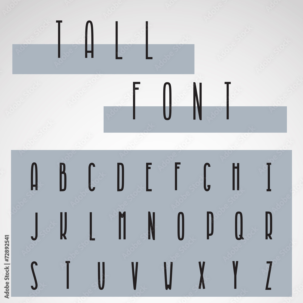 Tall Thin Font Stock Vector