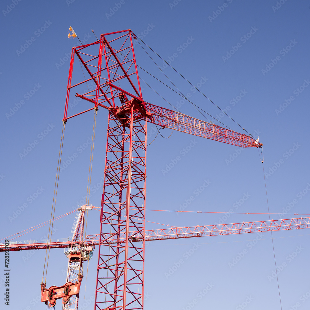 Tower cranes on construction site USA Tower cranes on construction site USA