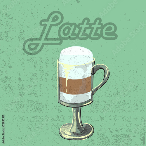 Coffe Latte Vector Retro Illustration