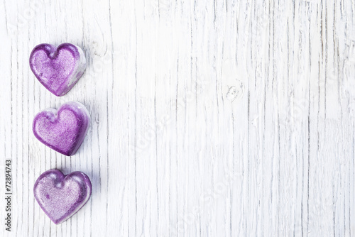  hearts wooden background,