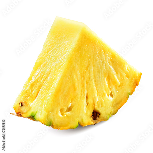Pineapple piece isolated on white background.