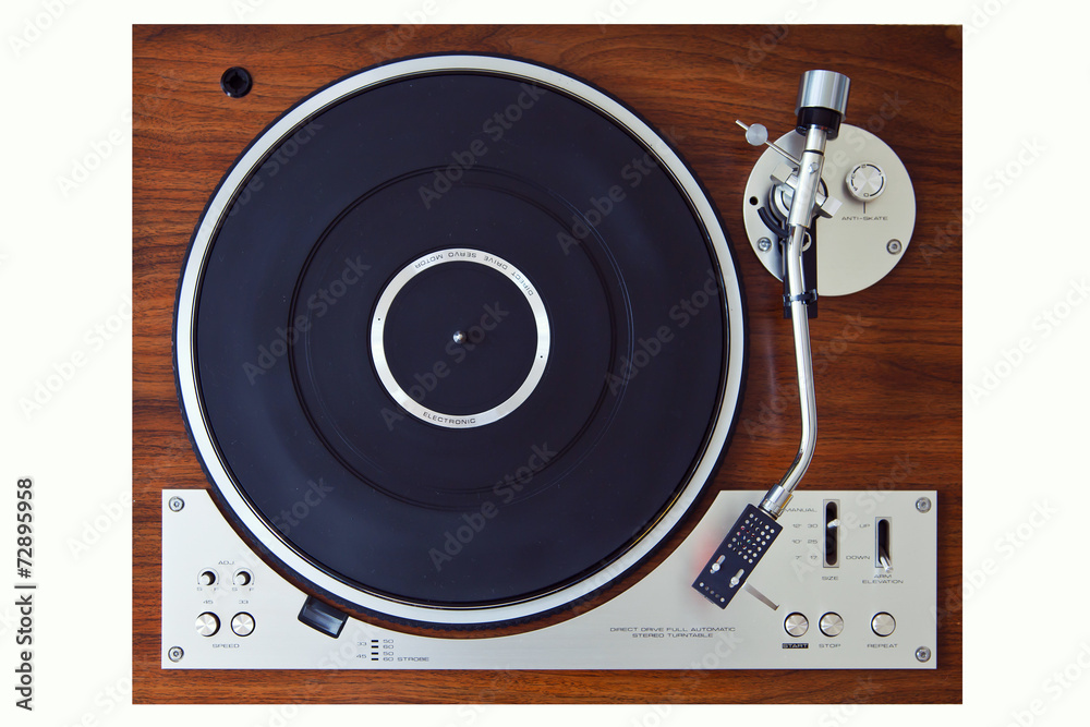 Fototapeta premium Stereo Turntable Vinyl Record Player Analog Retro Vintage