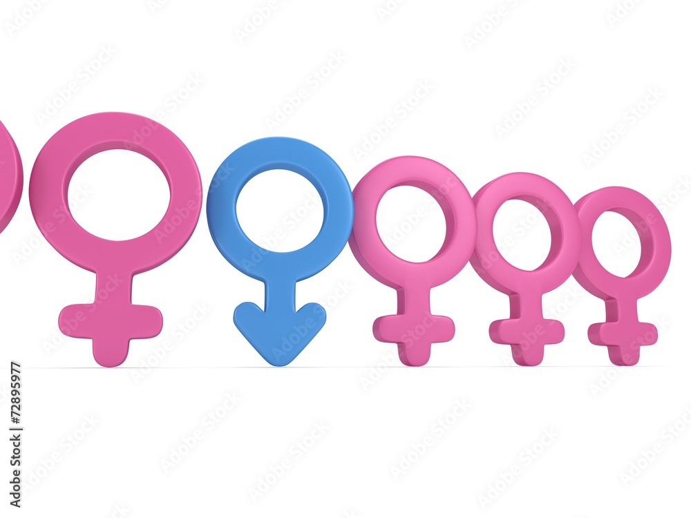 Male sign in row of Female signs. Male sign in row of Female signs.