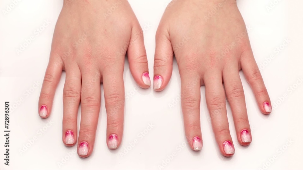 Thermal nail polish change color from white to pink Thermal nail polish change color from white to pink