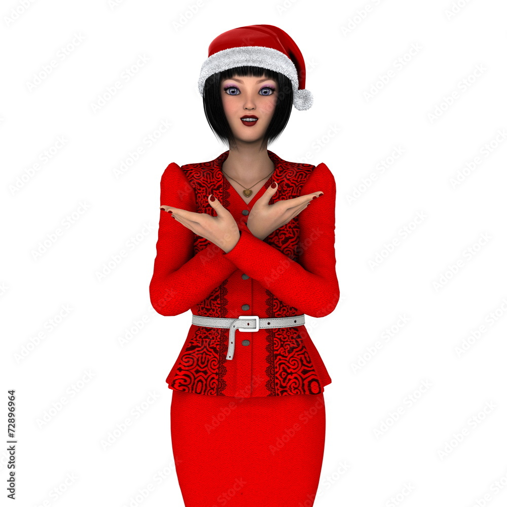 サンタクロース帽子の女性