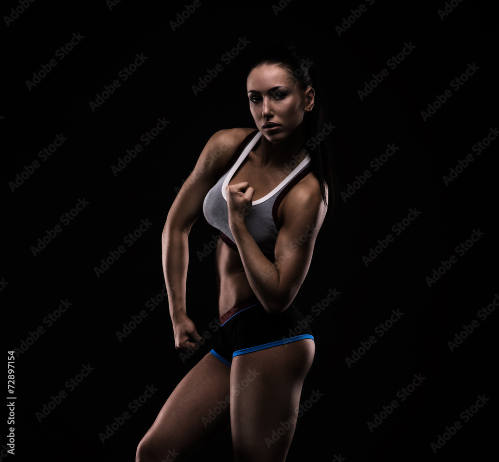 Young sports-looking nice lady with dark hair Young sports-looking nice lady with dark hair