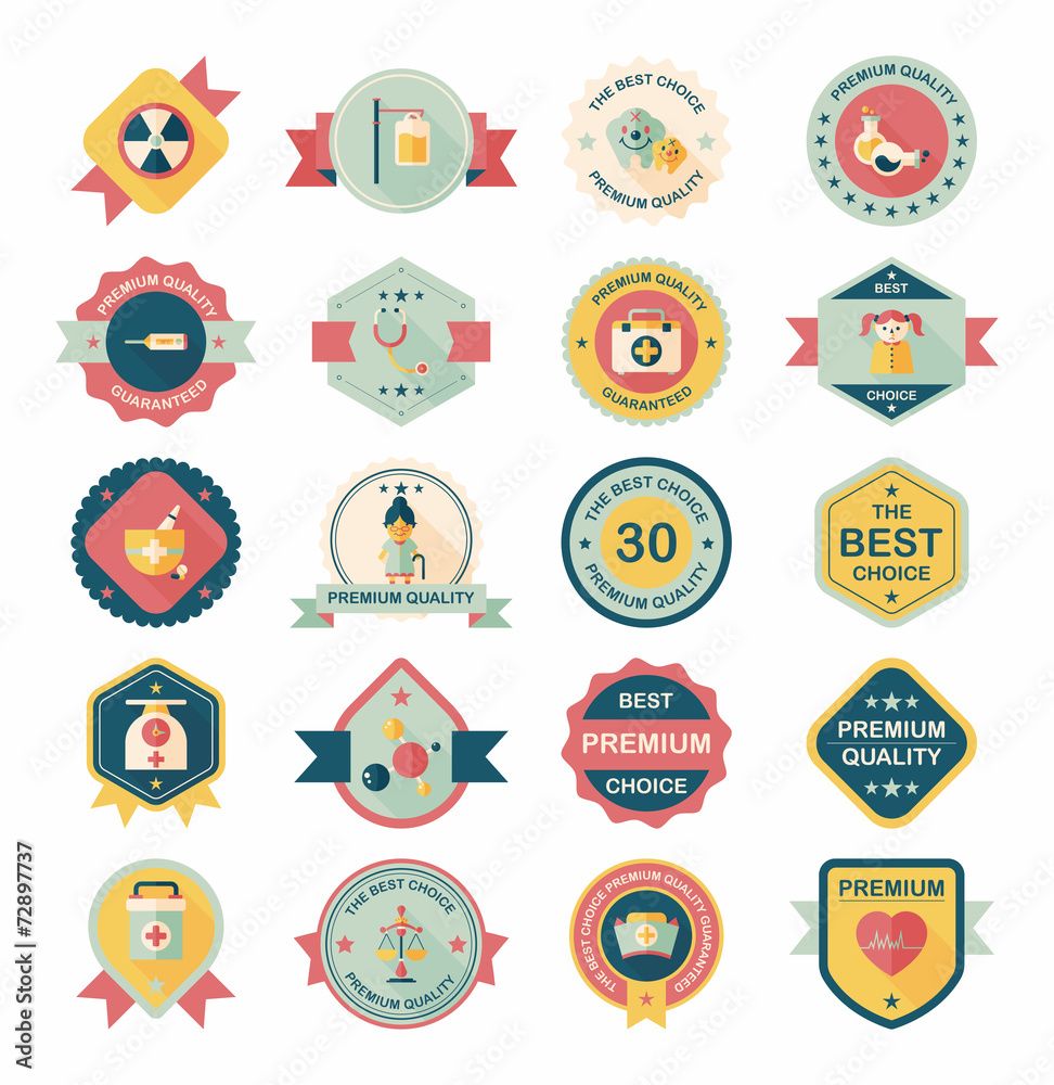 hospital badge banner design flat background set, eps10 hospital badge banner design flat background set, eps10