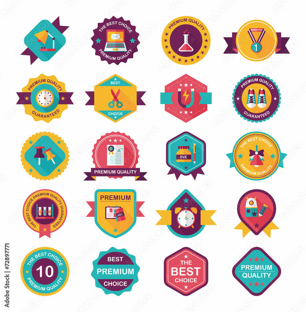 School badge banner design flat background set, eps10 School badge banner design flat background set, eps10