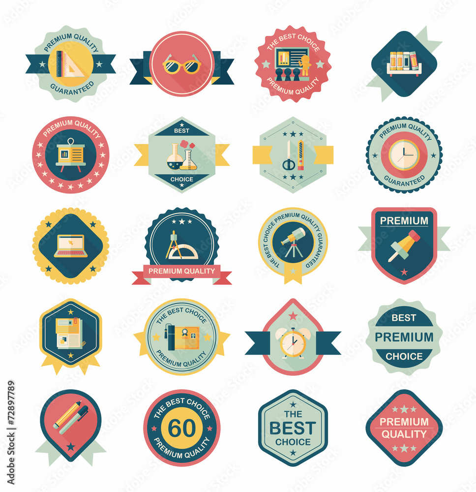 School badge banner design flat background set, eps10 School badge banner design flat background set, eps10