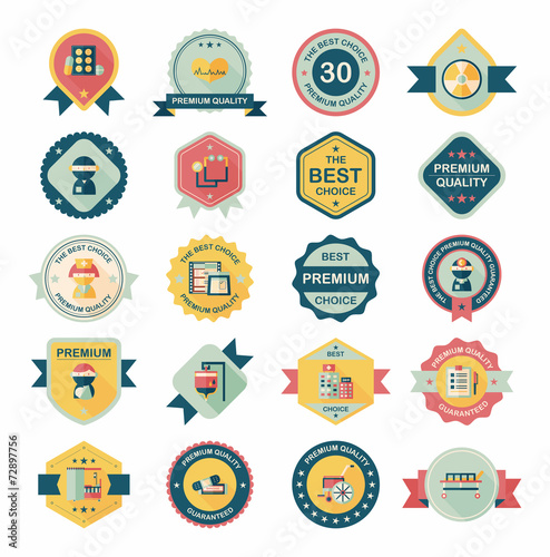 hospital badge banner design flat background set, eps10