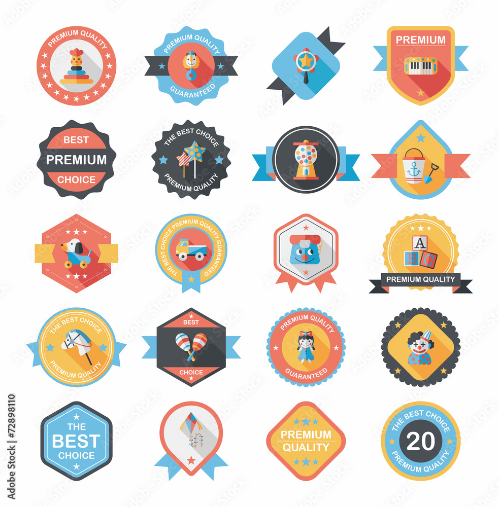 Toy badge banner design flat background set, eps10 Toy badge banner design flat background set, eps10
