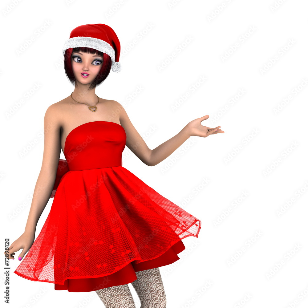 サンタクロース帽子の女性