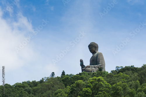 A giant bronze buddha statue  Lantau Island  Hong Kong