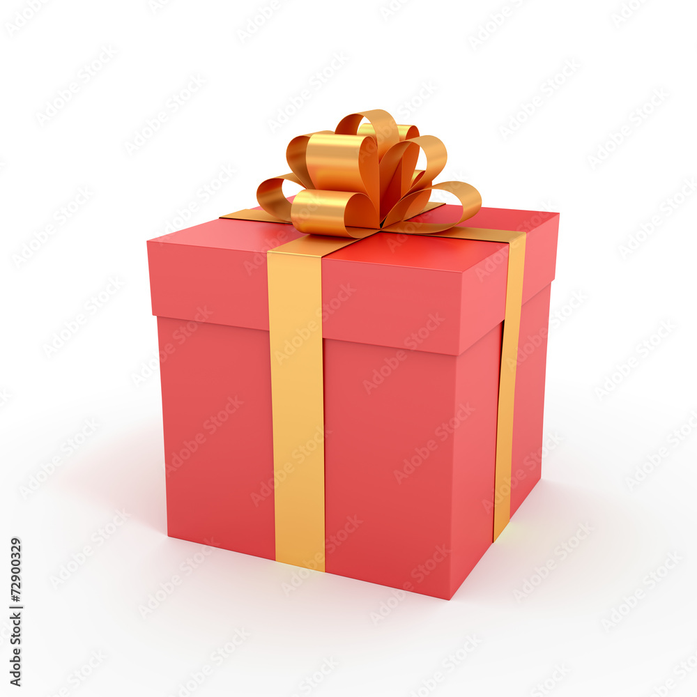 Packed gift box with ribbon - 3D rendered image Packed gift box with ribbon - 3D rendered image